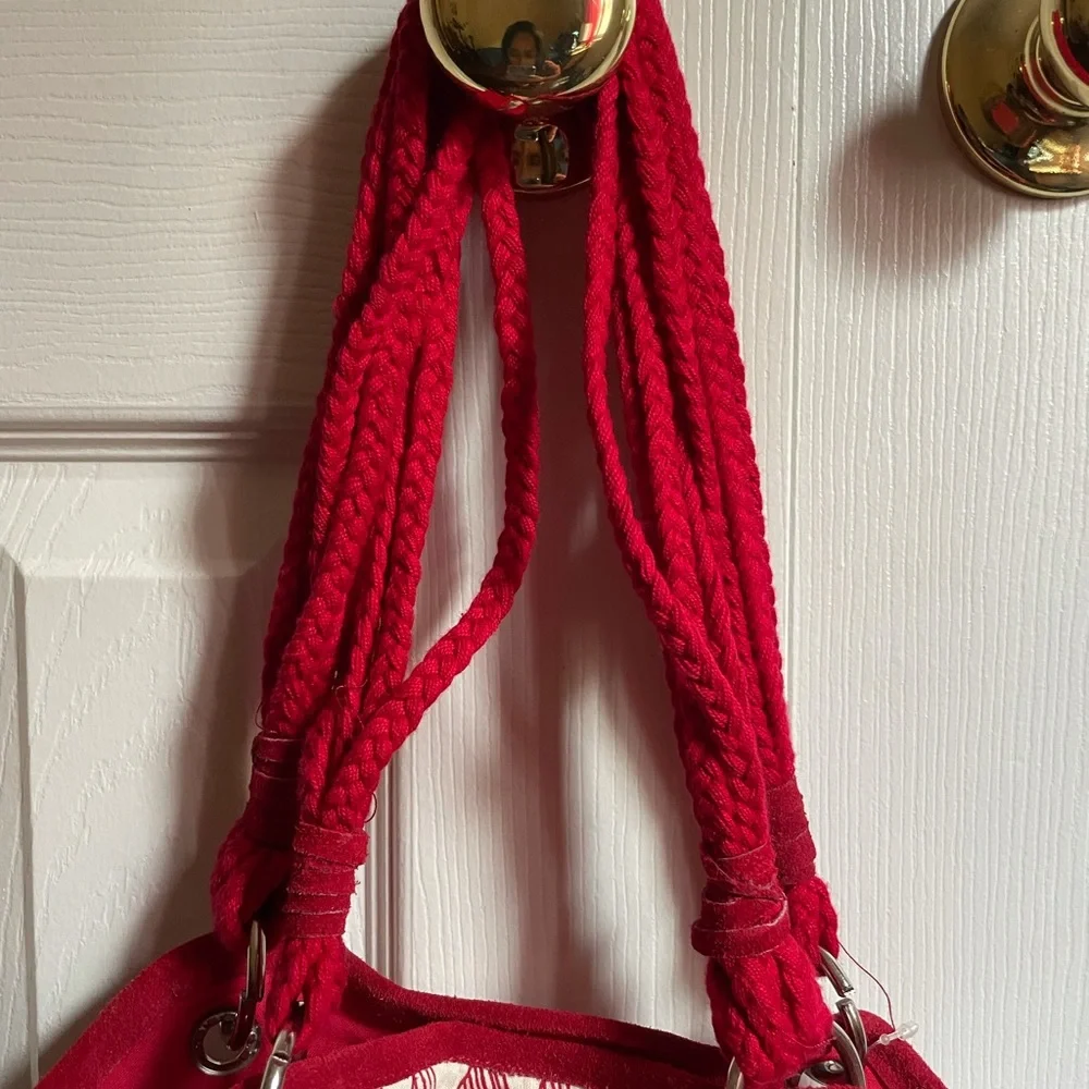 Boho Red Cotton Enbroidered Bag with Coin Detailing - Picture 4 of 6